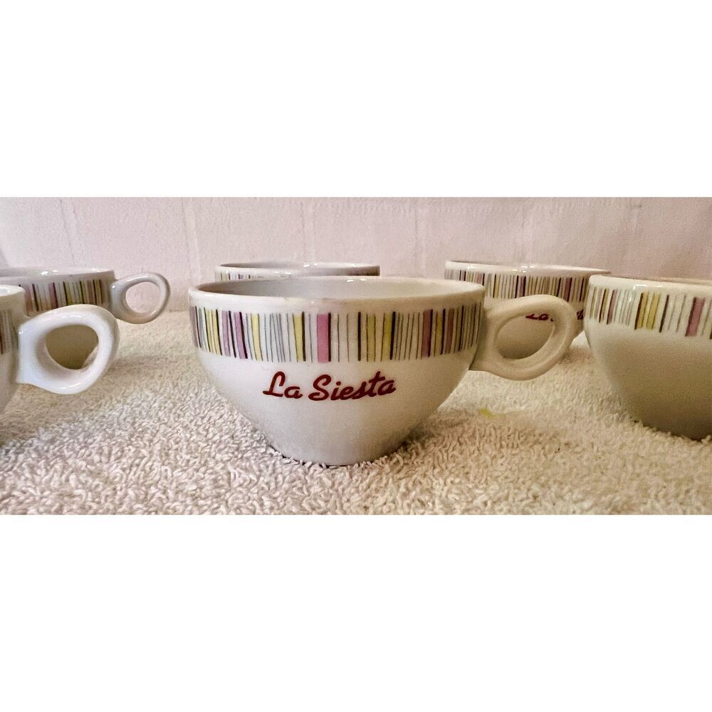 Vintage La Siesta Farbrik Dekor Schonwald  Geometric Print Espresso Cup Set Of 6